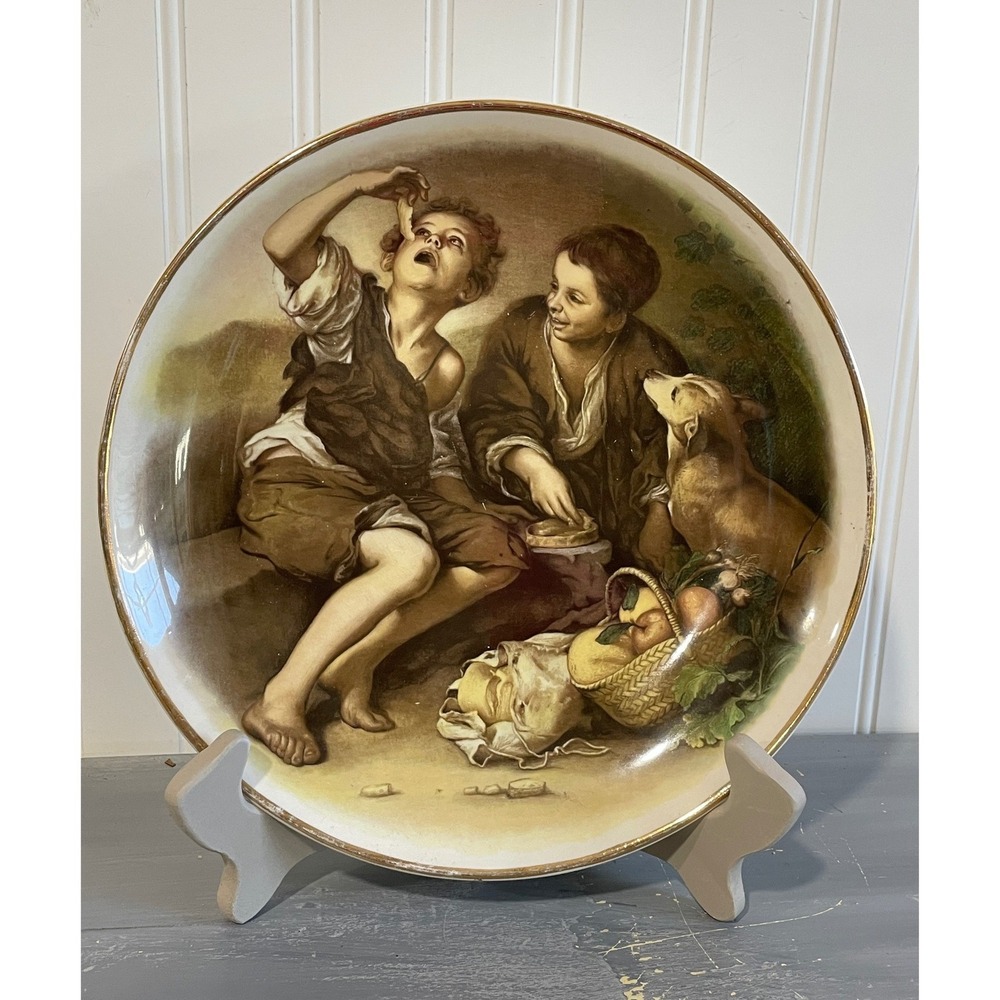 Vintage Lord Nelson Pottery‎ England The Beggar Boys Decorative Plate Gold 10.5